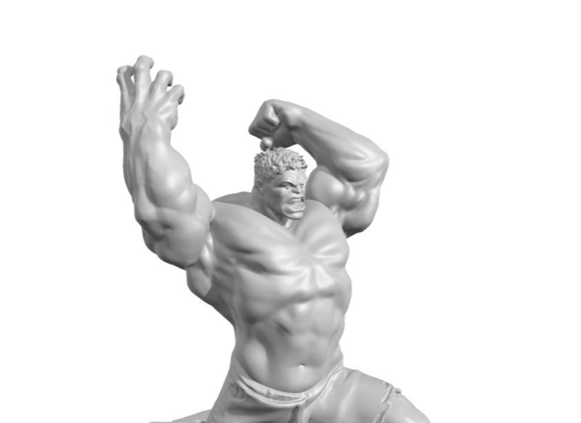 Hulk smash action figure with base 3D print model_1