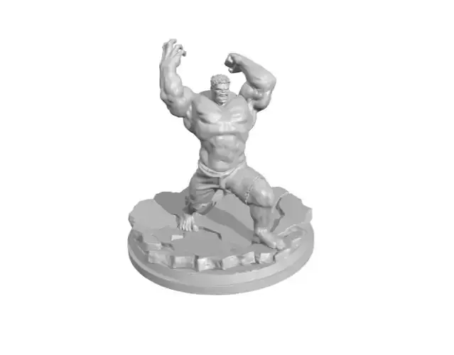 Hulk smash action figure with base 3D print model