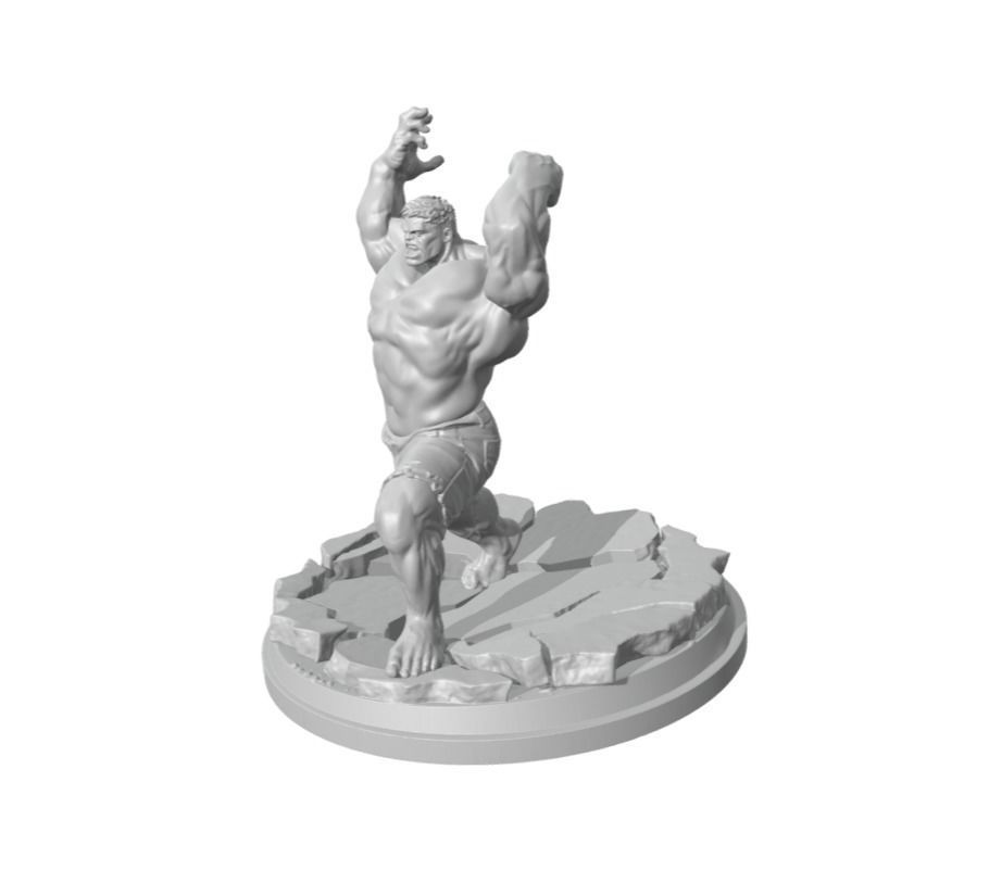 Hulk smash action figure with base 3D print model_4