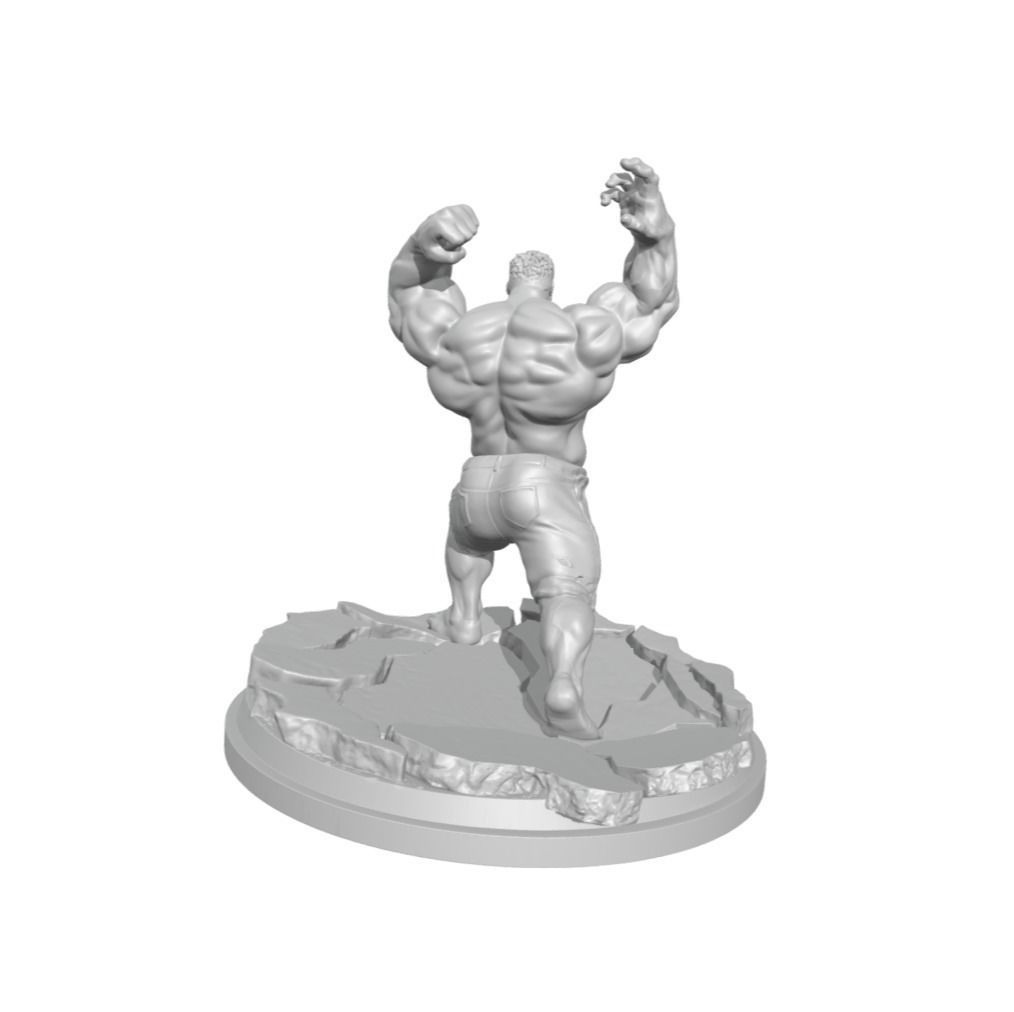 Hulk smash action figure with base 3D print model_2