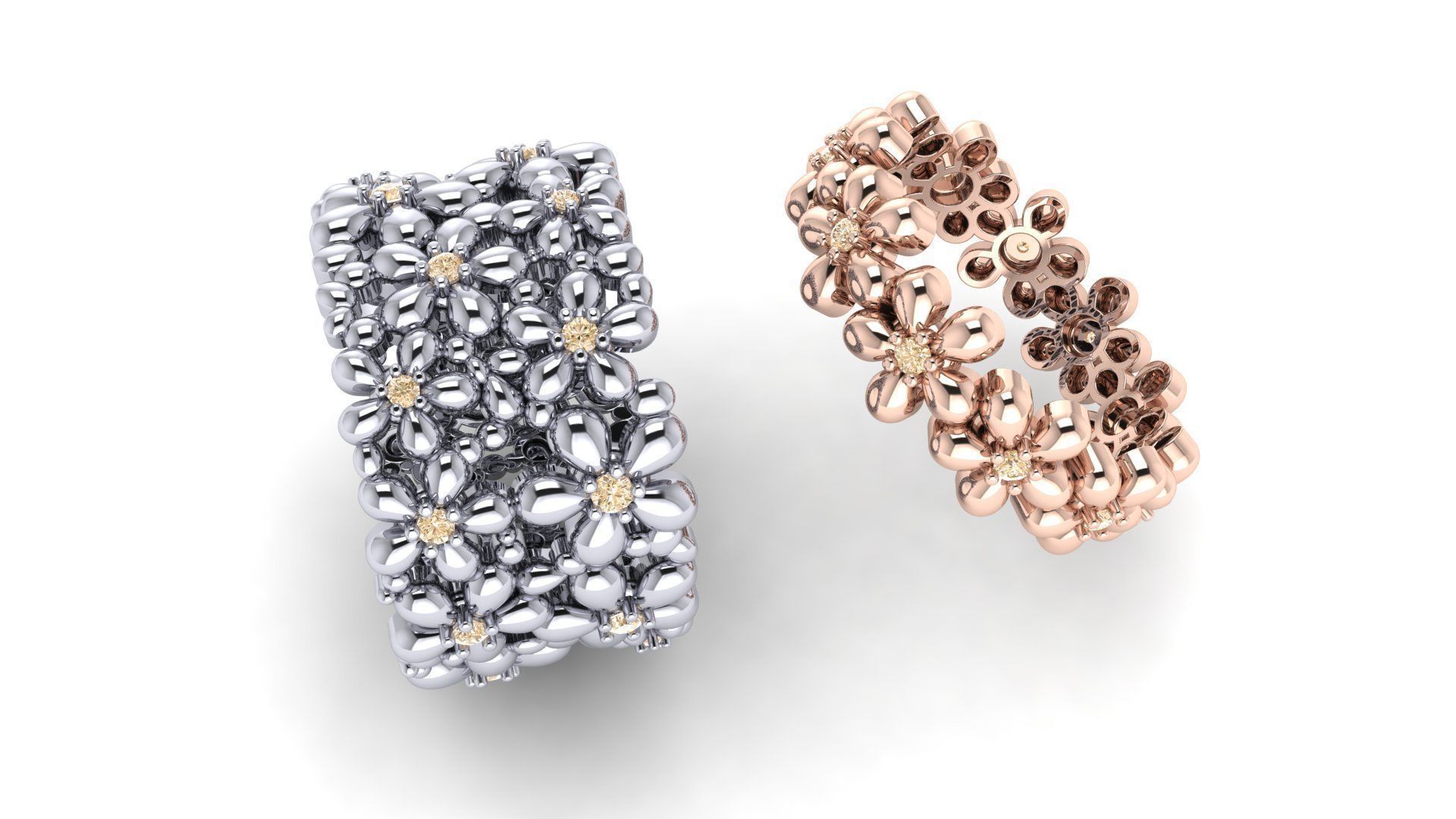 Flowers Rings  3D print model_3