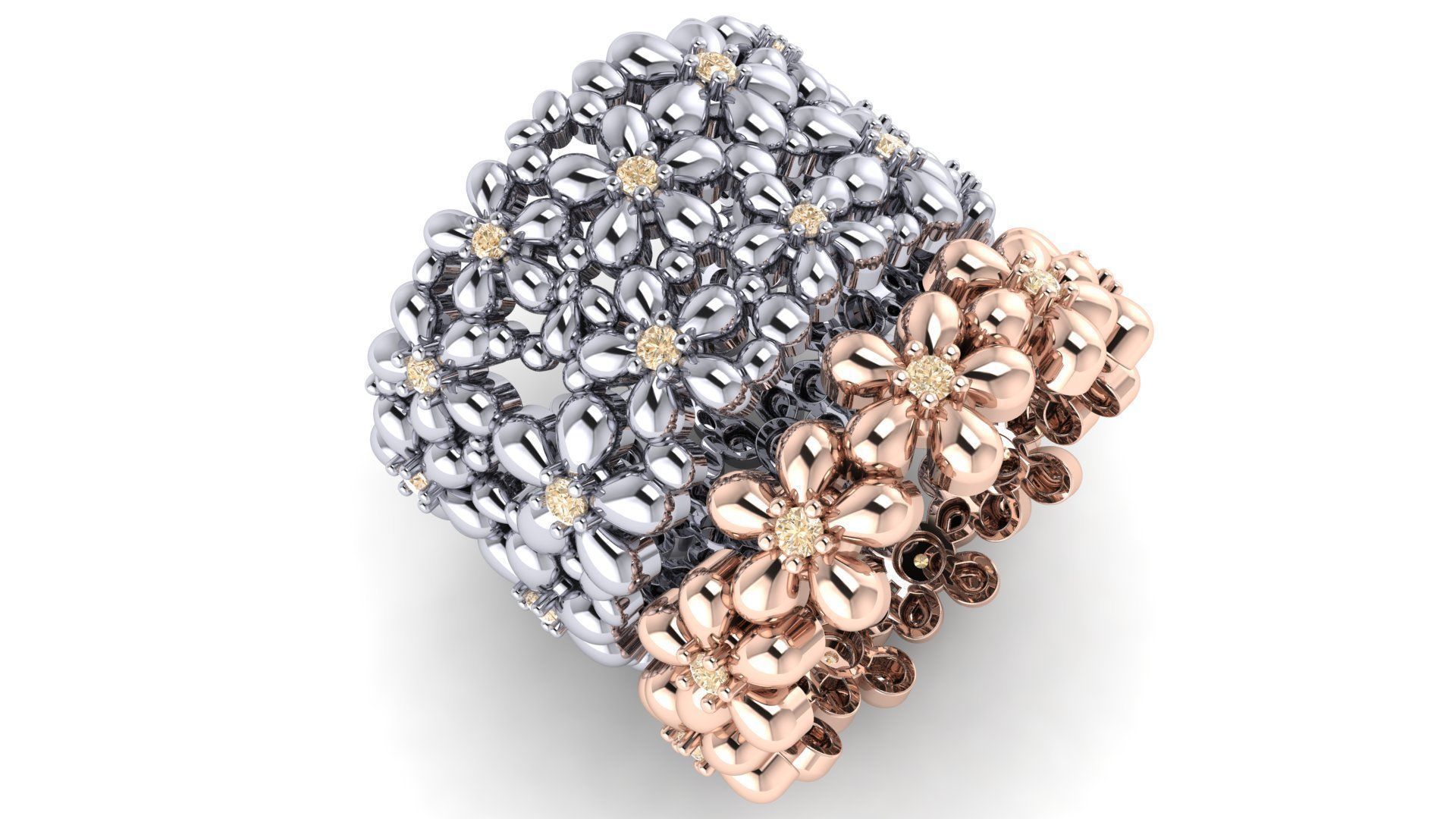 Flowers Rings  3D print model_4