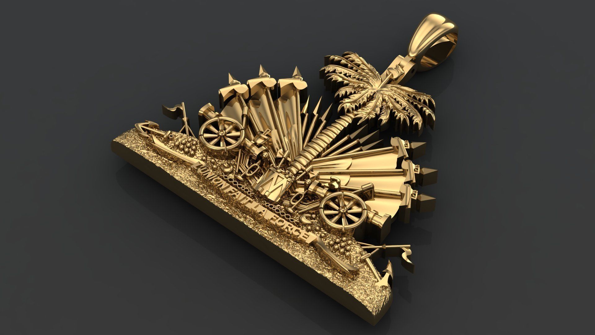 Coat of arms of Haiti Pendant 3D print model 3D print model_1