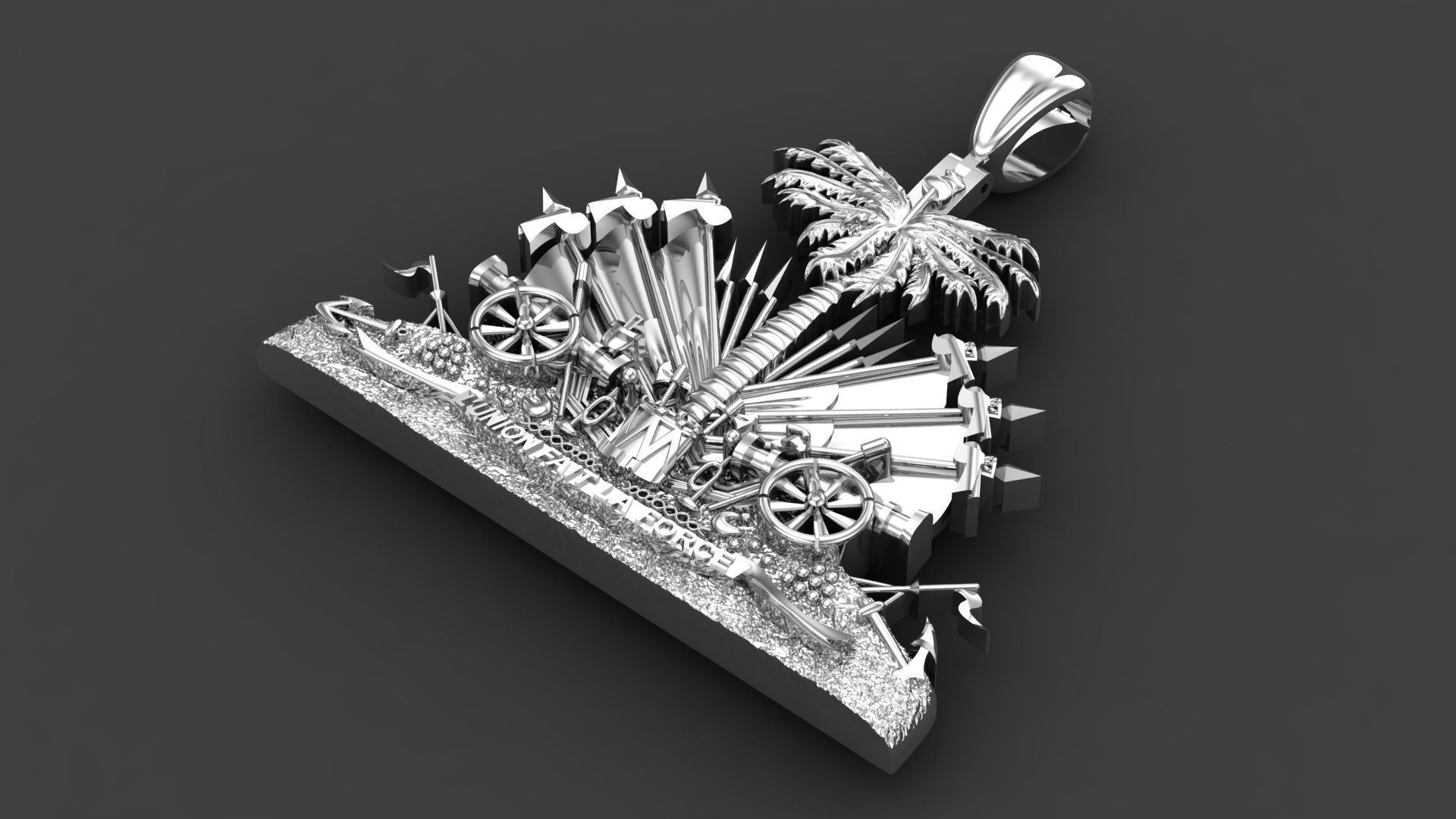 Coat of arms of Haiti Pendant 3D print model 3D print model_2