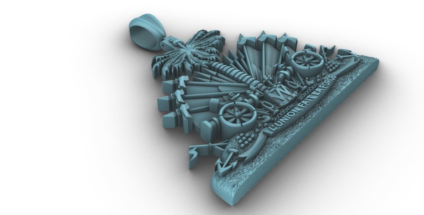 Coat of arms of Haiti Pendant 3D print model 3D print model_6