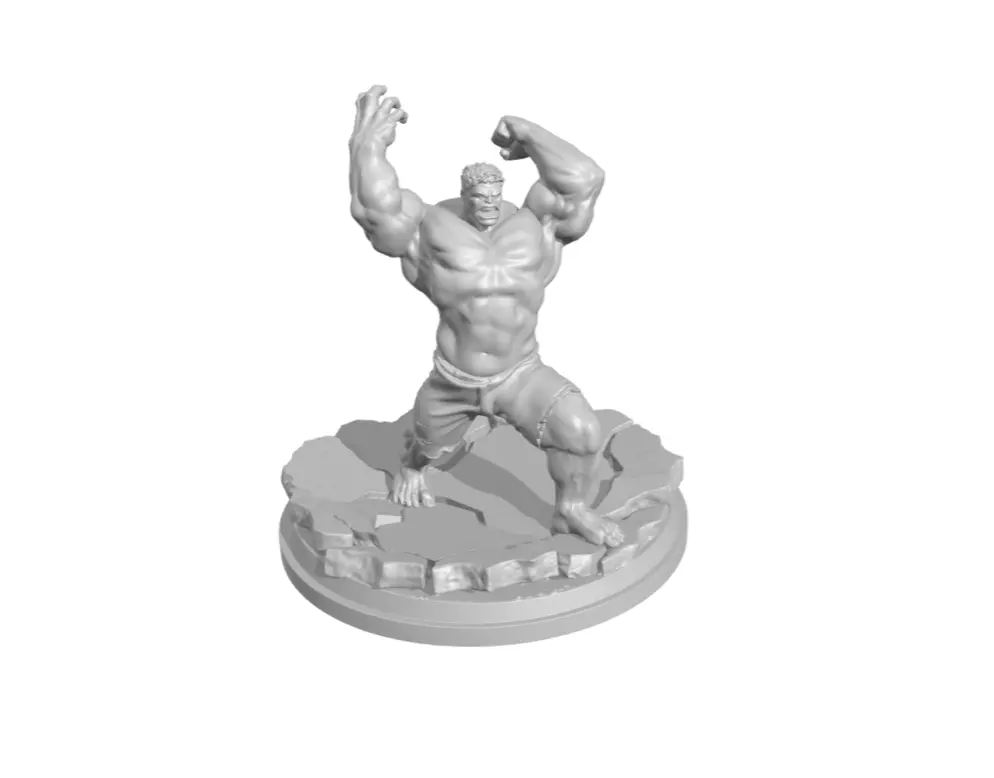Hulk smash action figure with base modular 3D print model_0
