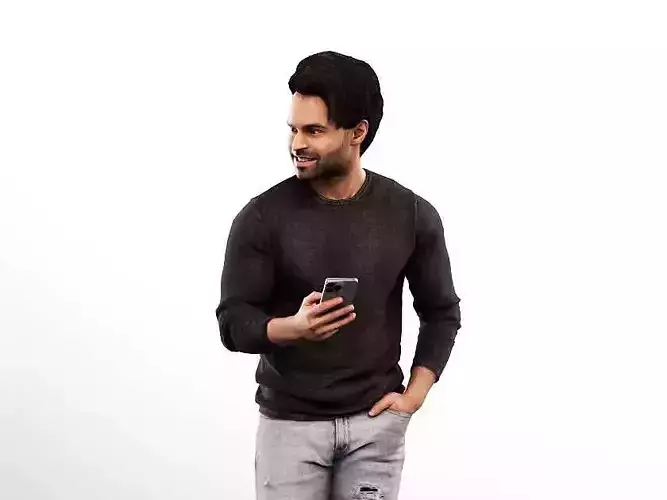 Panju 13048 - Walking Casual Mediterranean Man With Phone Low-poly 3D model