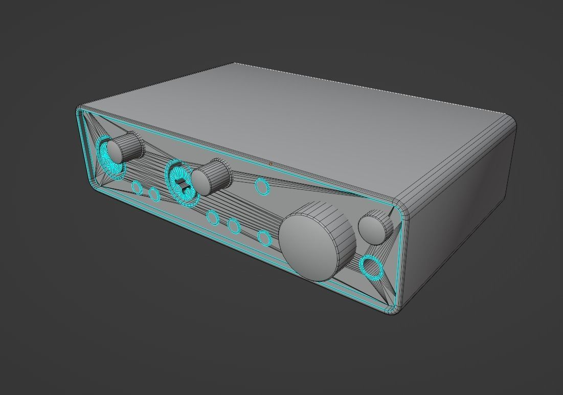 Scarlett 2i2  sound video card Low-poly 3D model_9