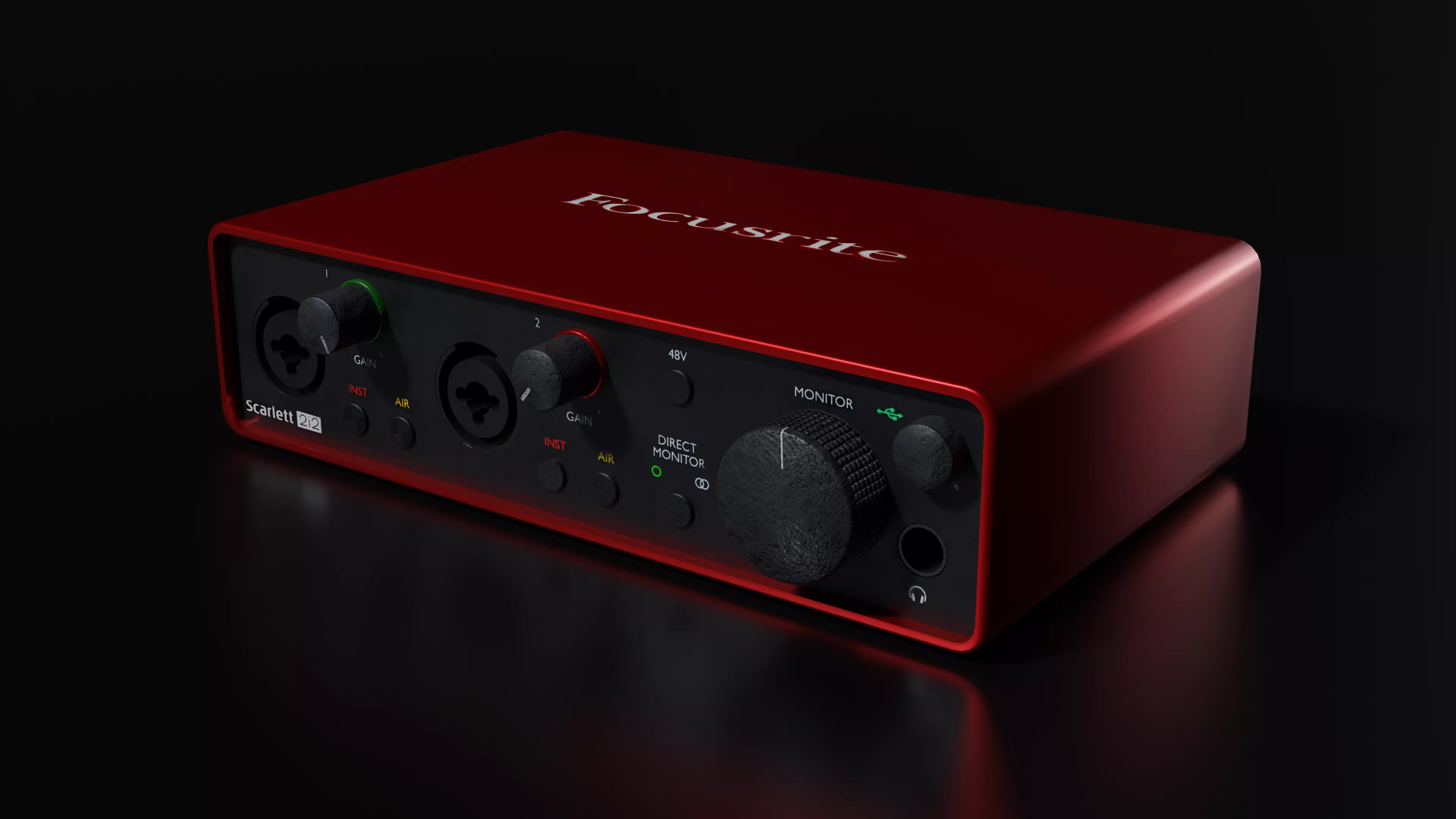 Scarlett 2i2  sound video card Low-poly 3D model_0