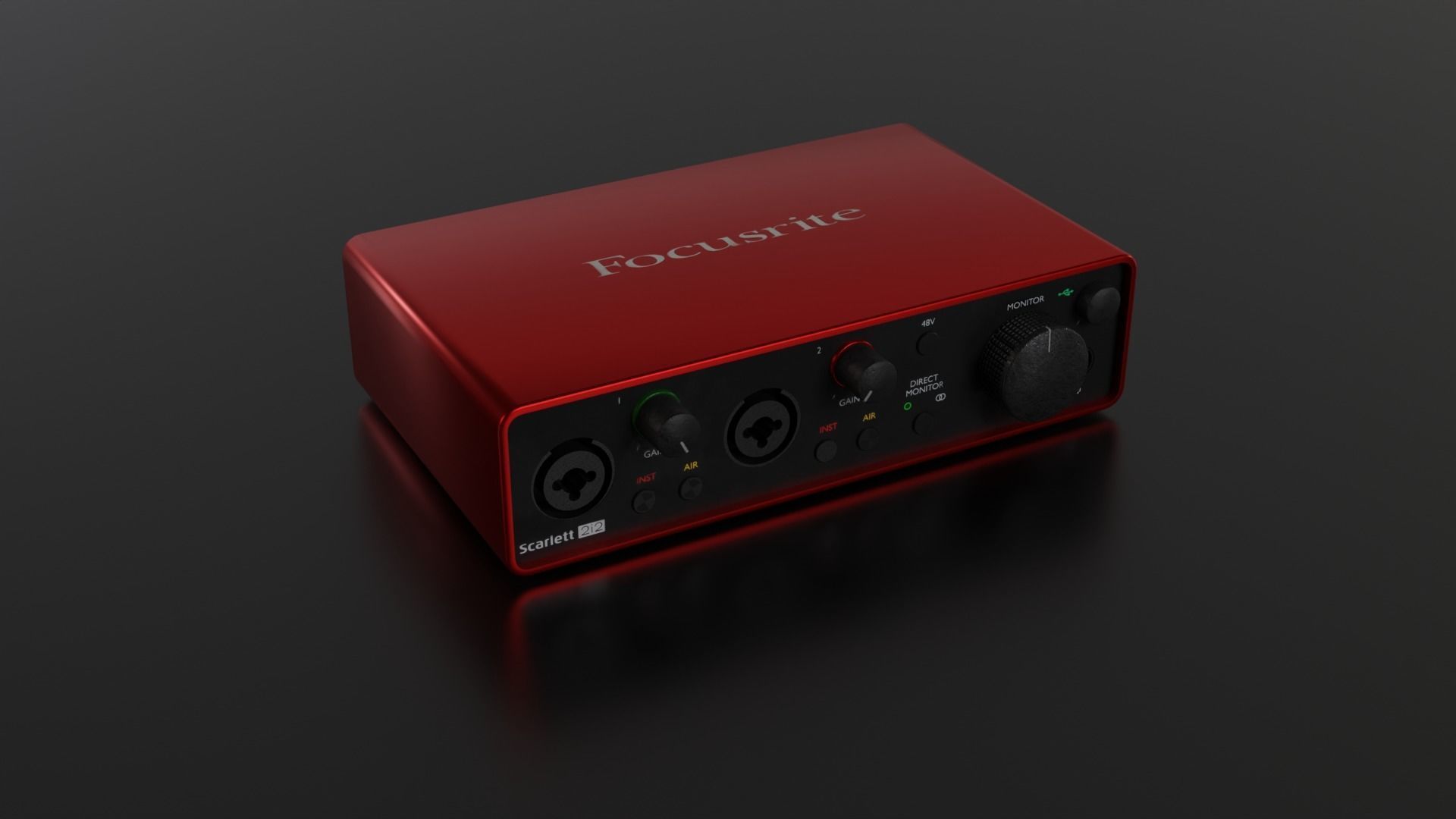 Scarlett 2i2  sound video card Low-poly 3D model_3