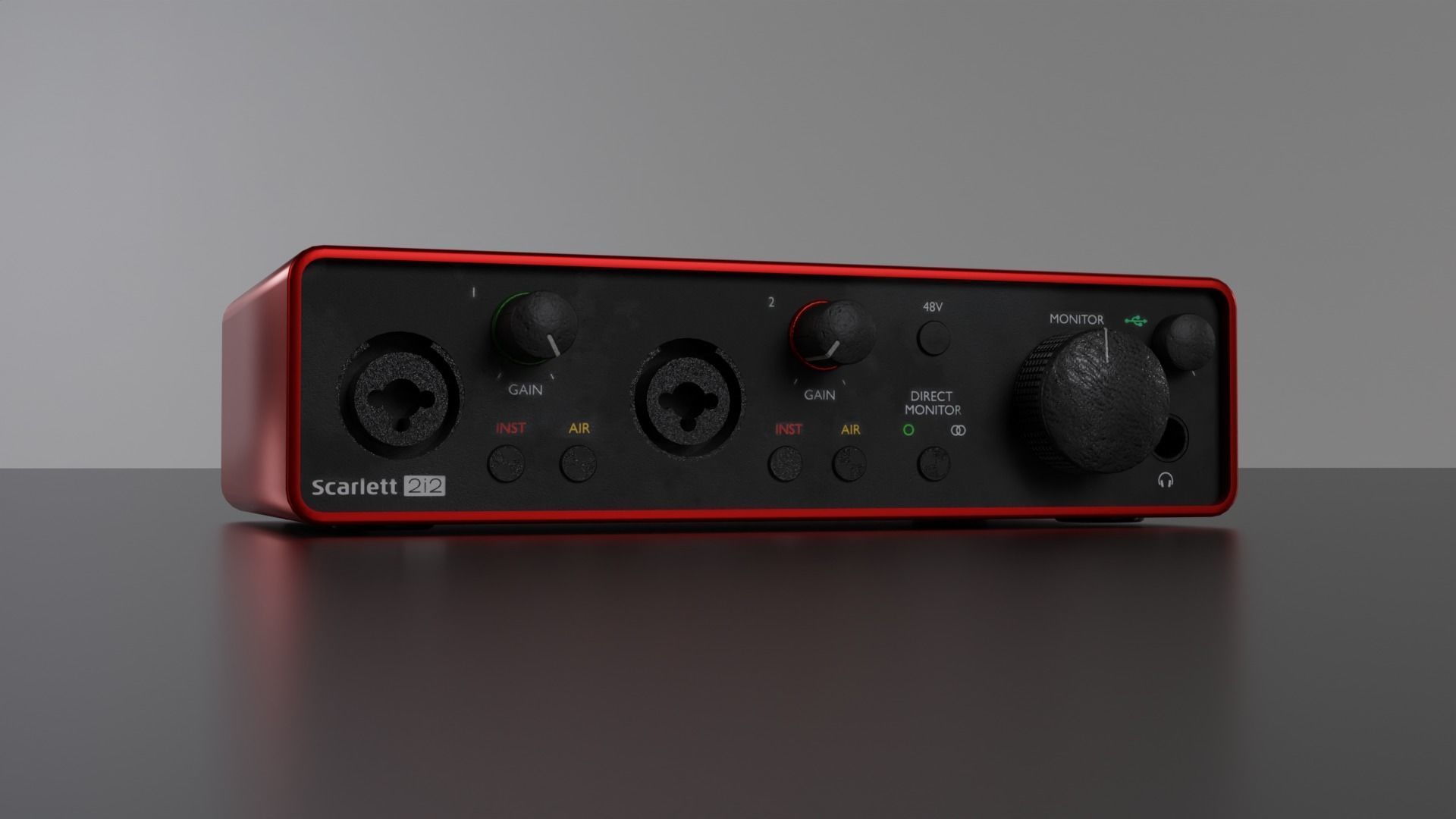Scarlett 2i2  sound video card Low-poly 3D model_1