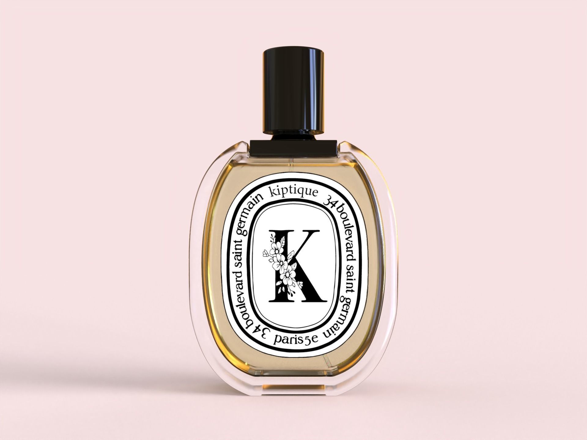 Oval squared Diptyque Perfume bottle with cap free 3D model CGTrader