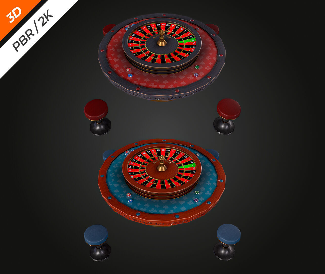 Roulette Table Low-poly 3D model_3