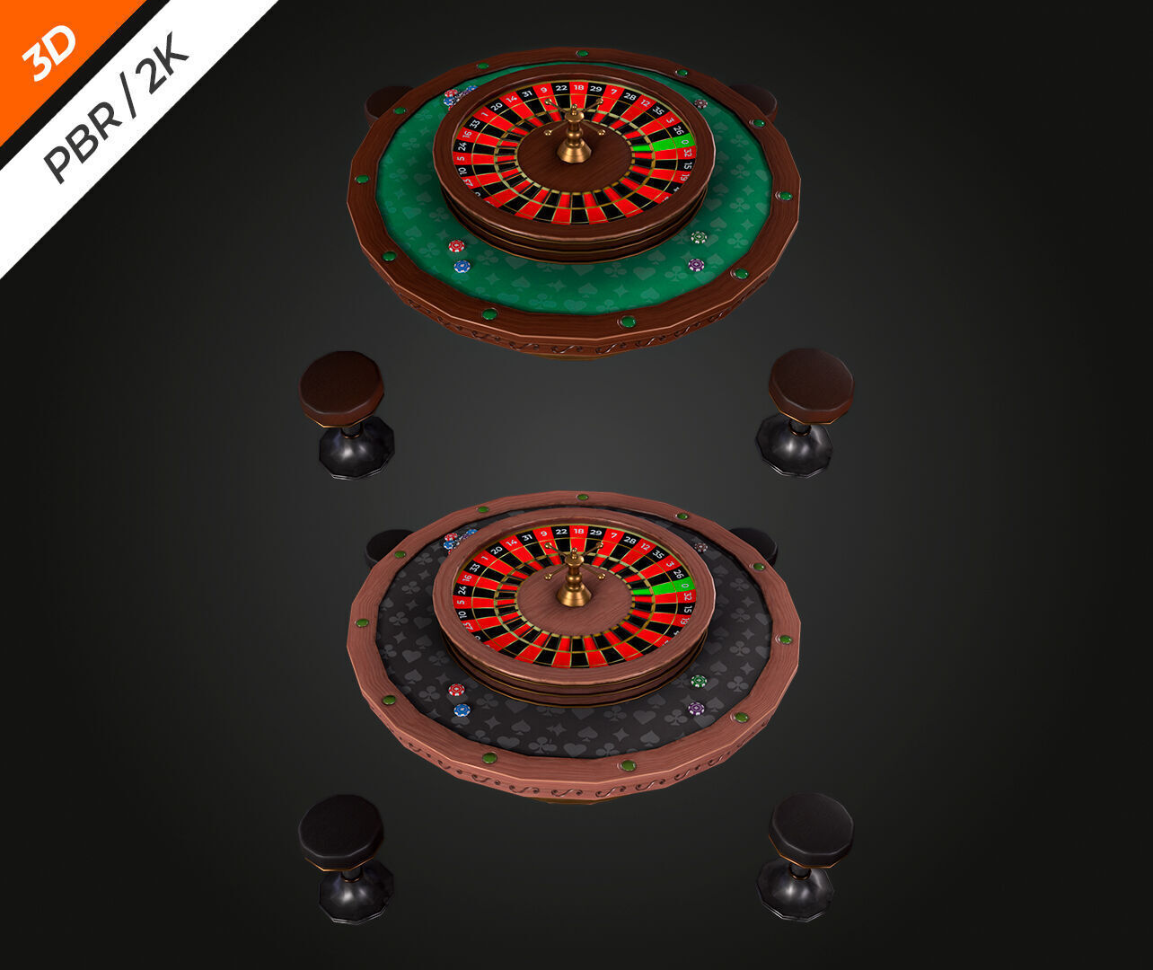 Roulette Table Low-poly 3D model_2