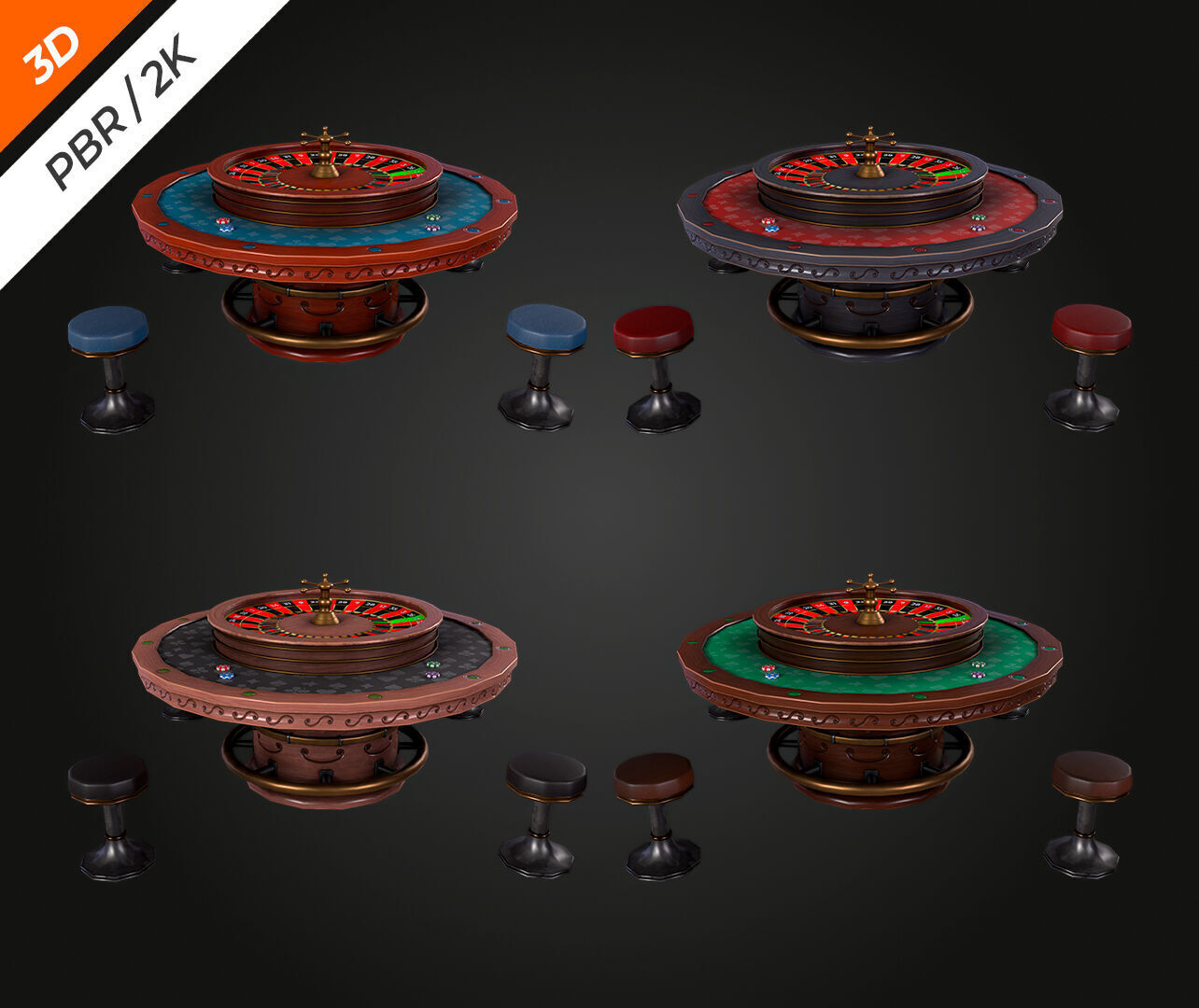 Roulette Table Low-poly 3D model_12
