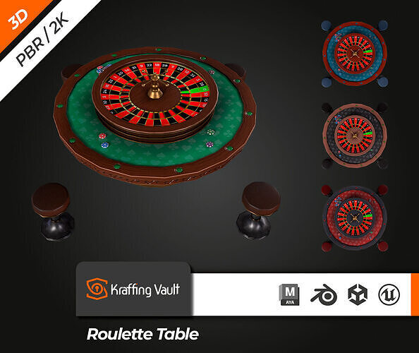 Roulette Table Low-poly 3D model