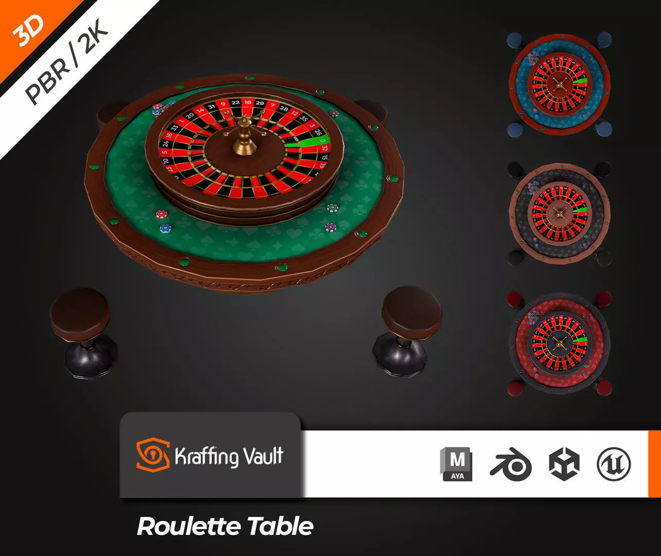 Roulette Table Low-poly 3D model_0