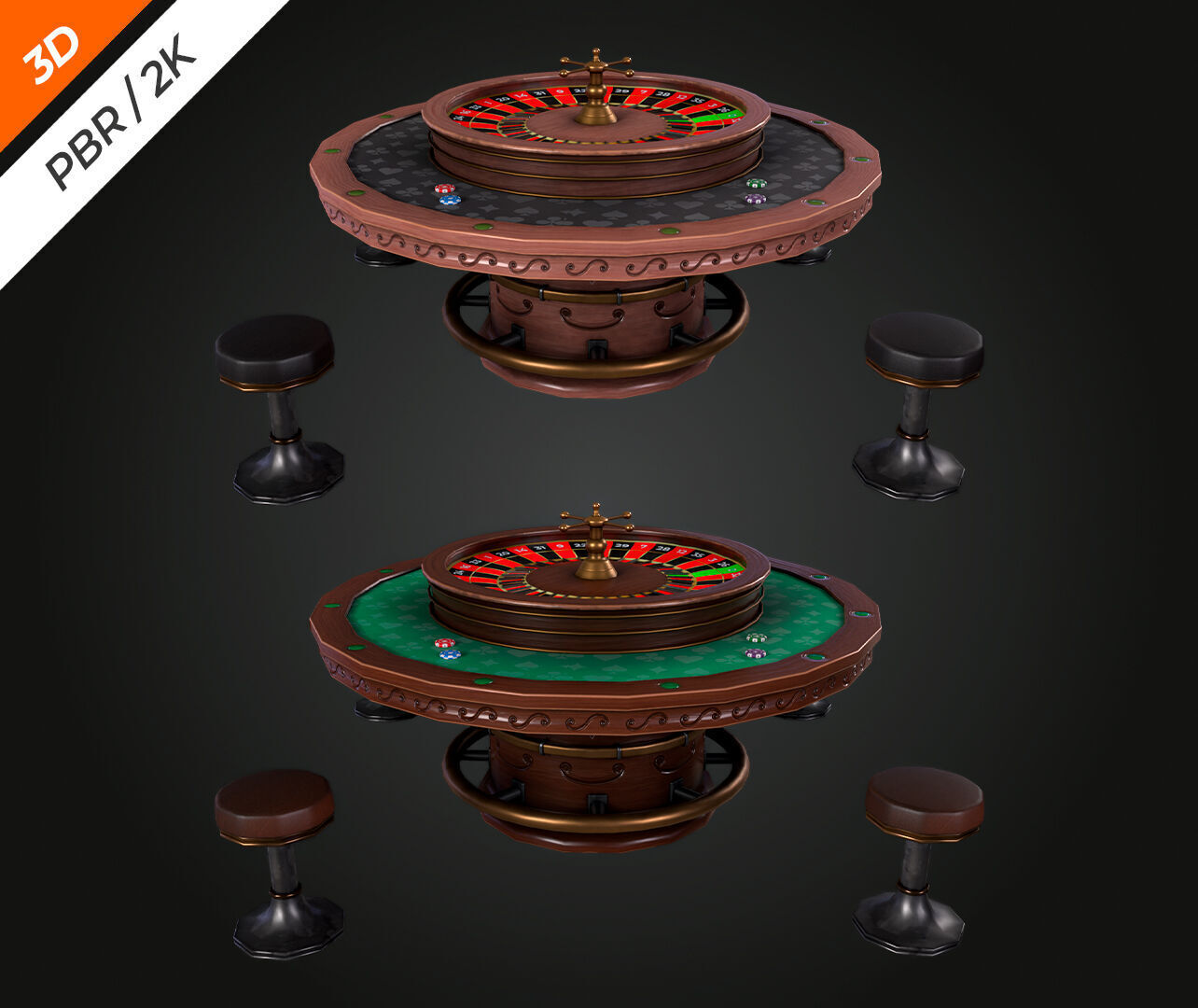 Roulette Table Low-poly 3D model_6