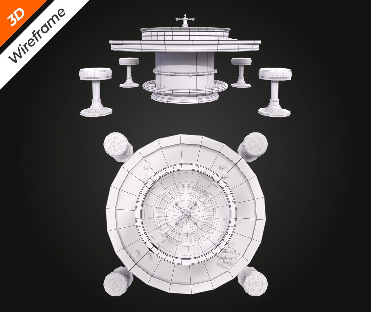 Roulette Table Low-poly 3D model_13
