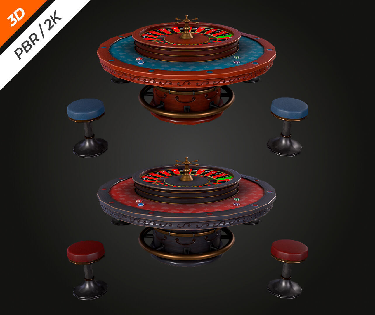Roulette Table Low-poly 3D model_7
