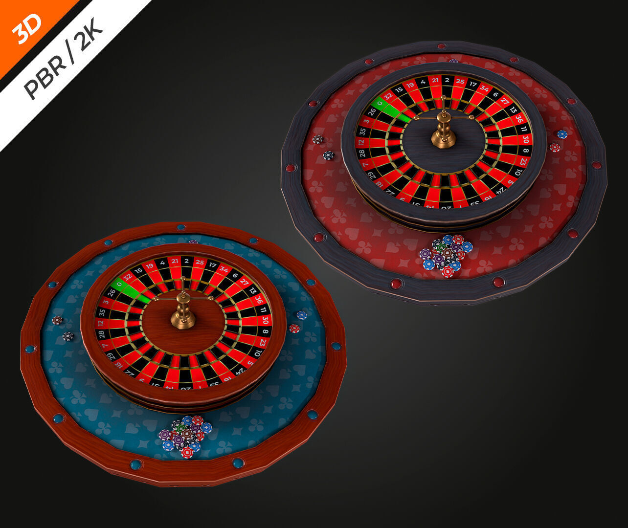 Roulette Table Low-poly 3D model_11