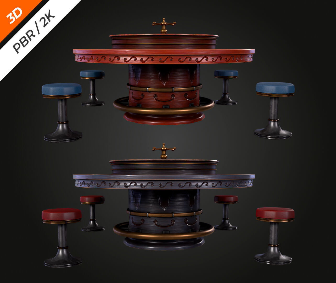 Roulette Table Low-poly 3D model_9