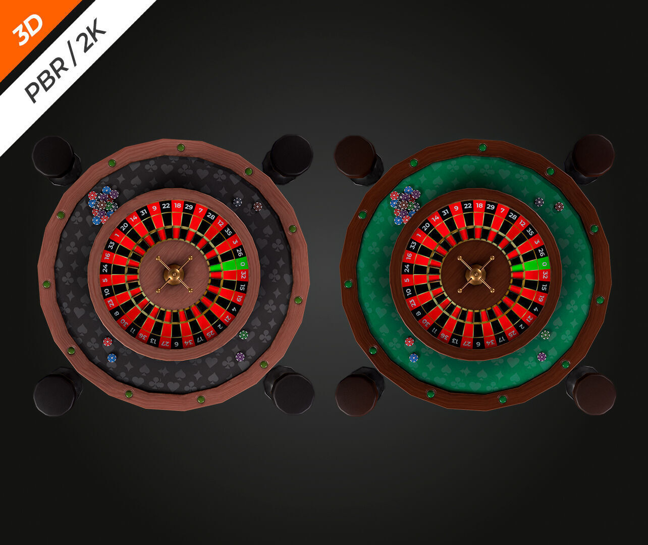 Roulette Table Low-poly 3D model_4