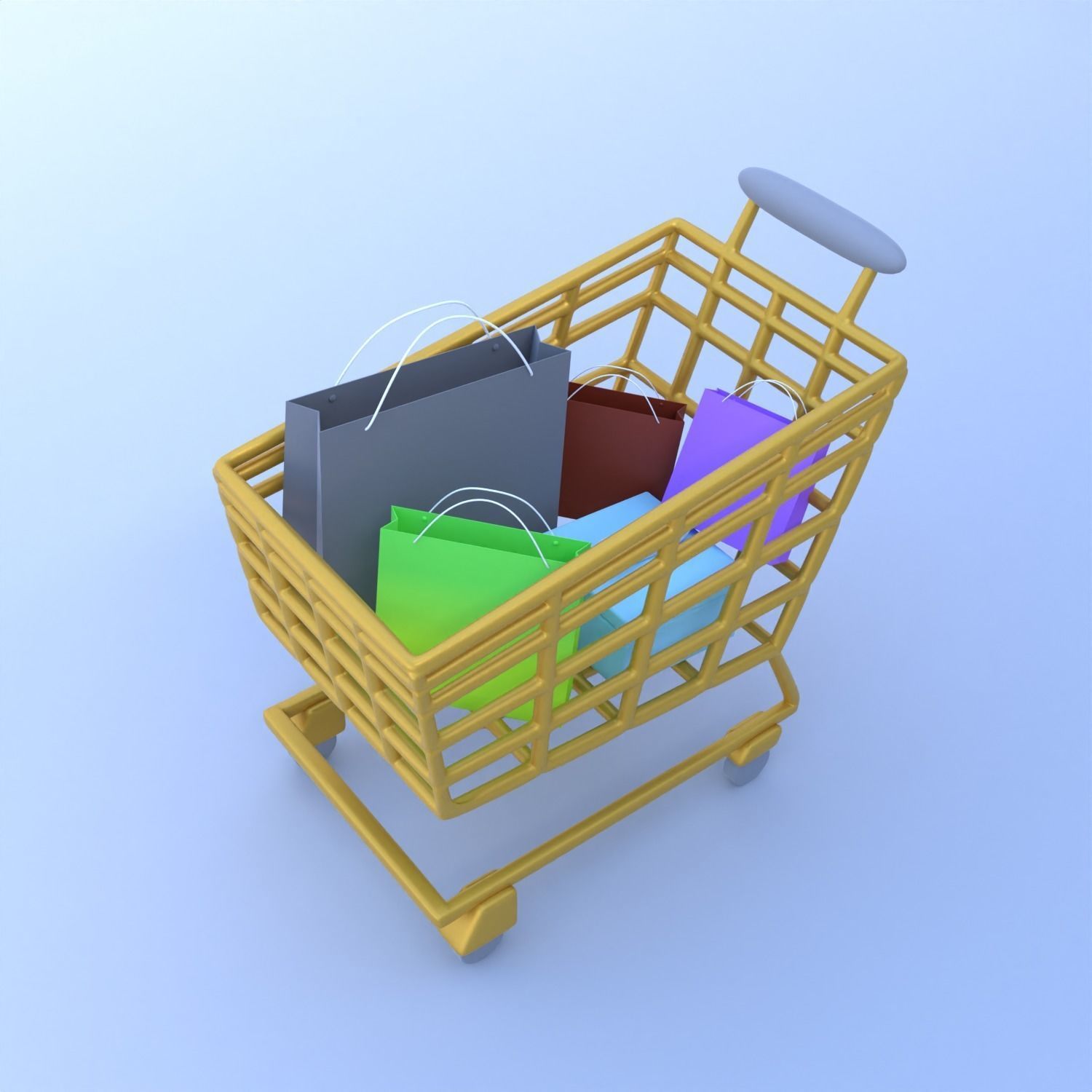 Shopping Cart 3D Icon VR AR low-poly 3d model game ready 3D model_11