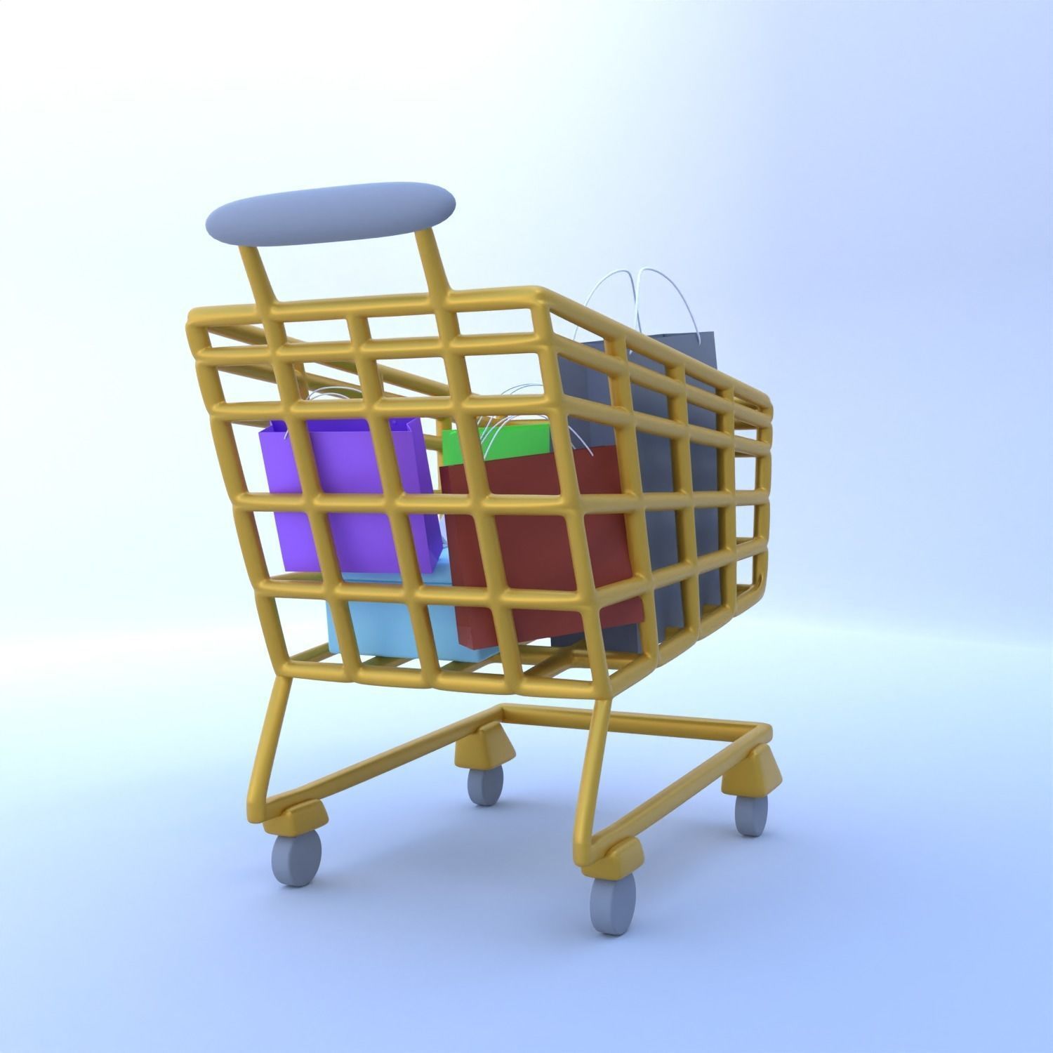 Shopping Cart 3D Icon VR AR low-poly 3d model game ready 3D model_7
