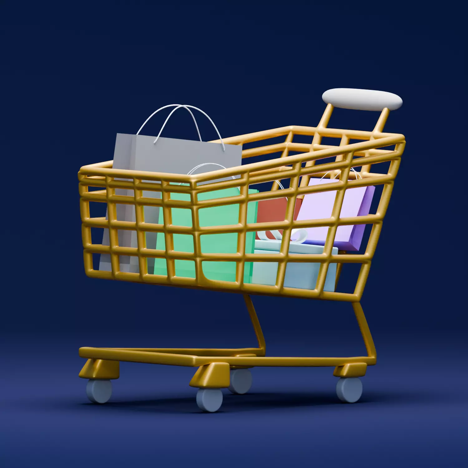 Shopping Cart 3D Icon VR AR low-poly 3d model game ready 3D model_0