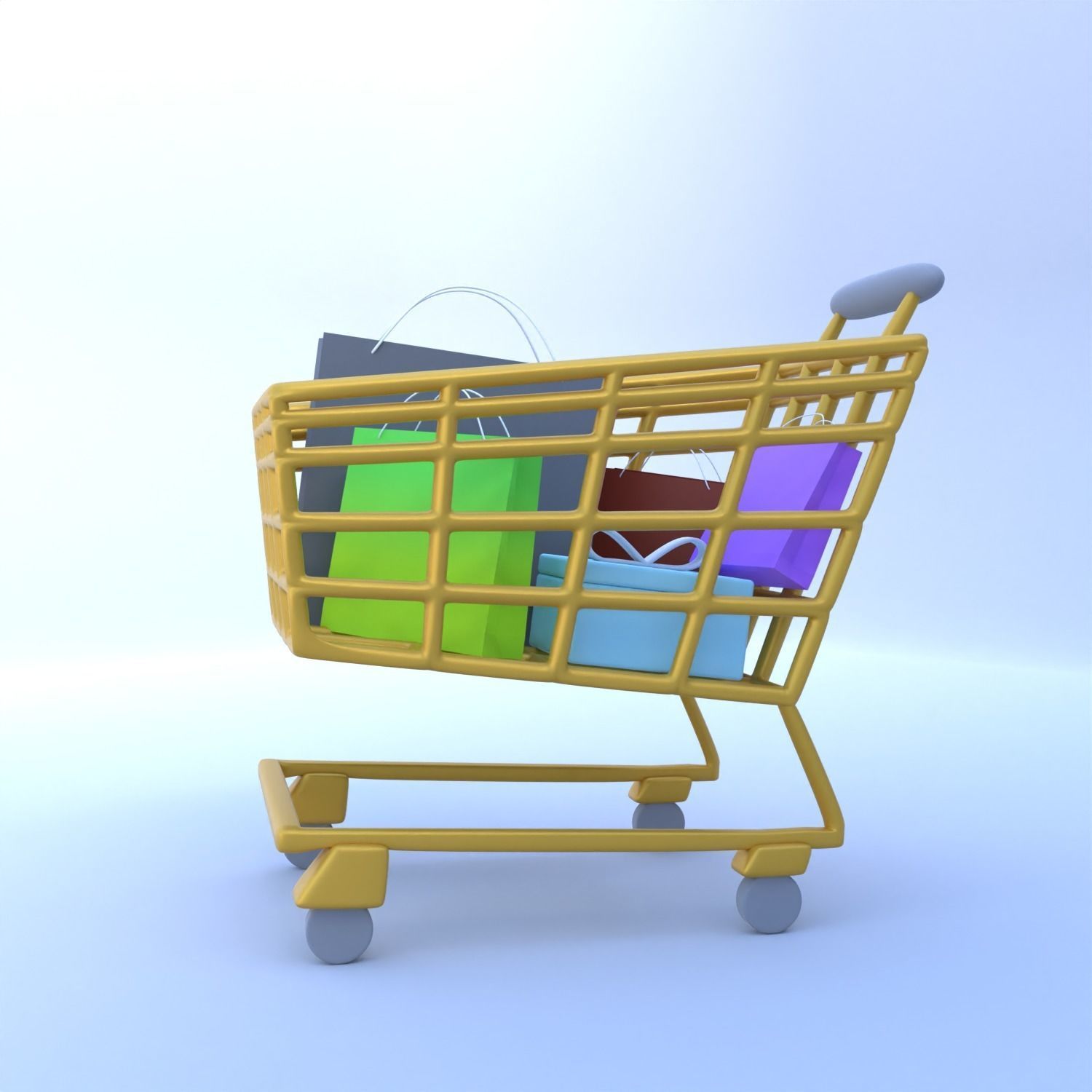 Shopping Cart 3D Icon VR AR low-poly 3d model game ready 3D model_3