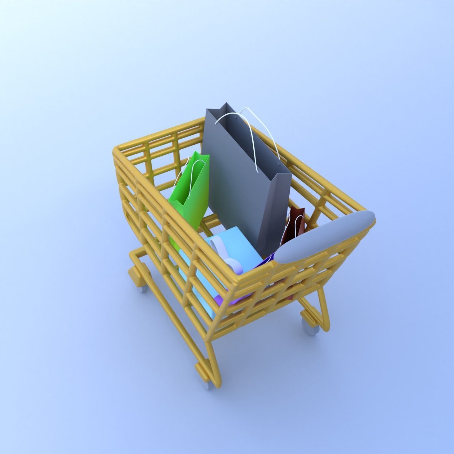 Shopping Cart 3D Icon VR AR low-poly 3d model game ready 3D model_12