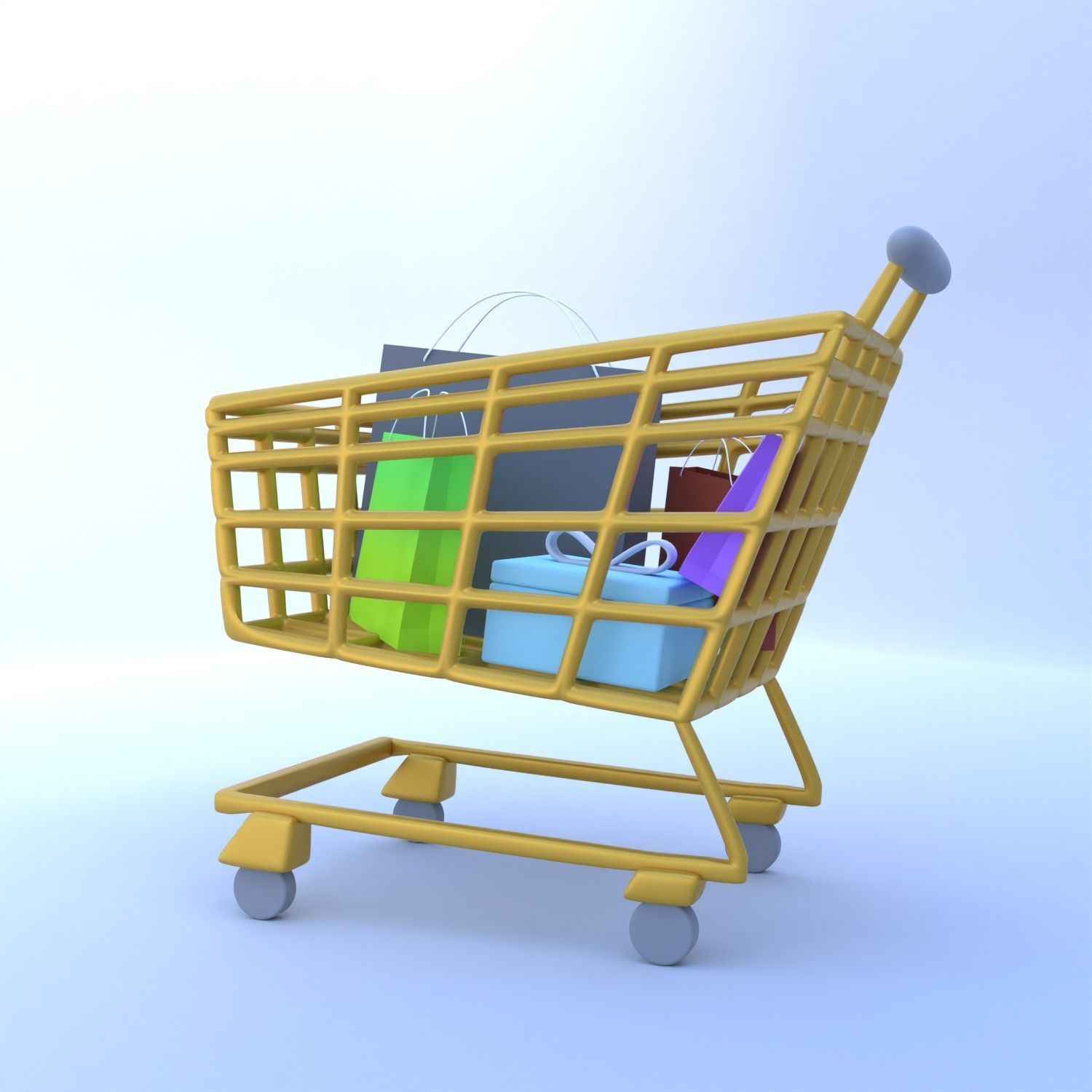 Shopping Cart 3D Icon VR AR low-poly 3d model game ready 3D model_4