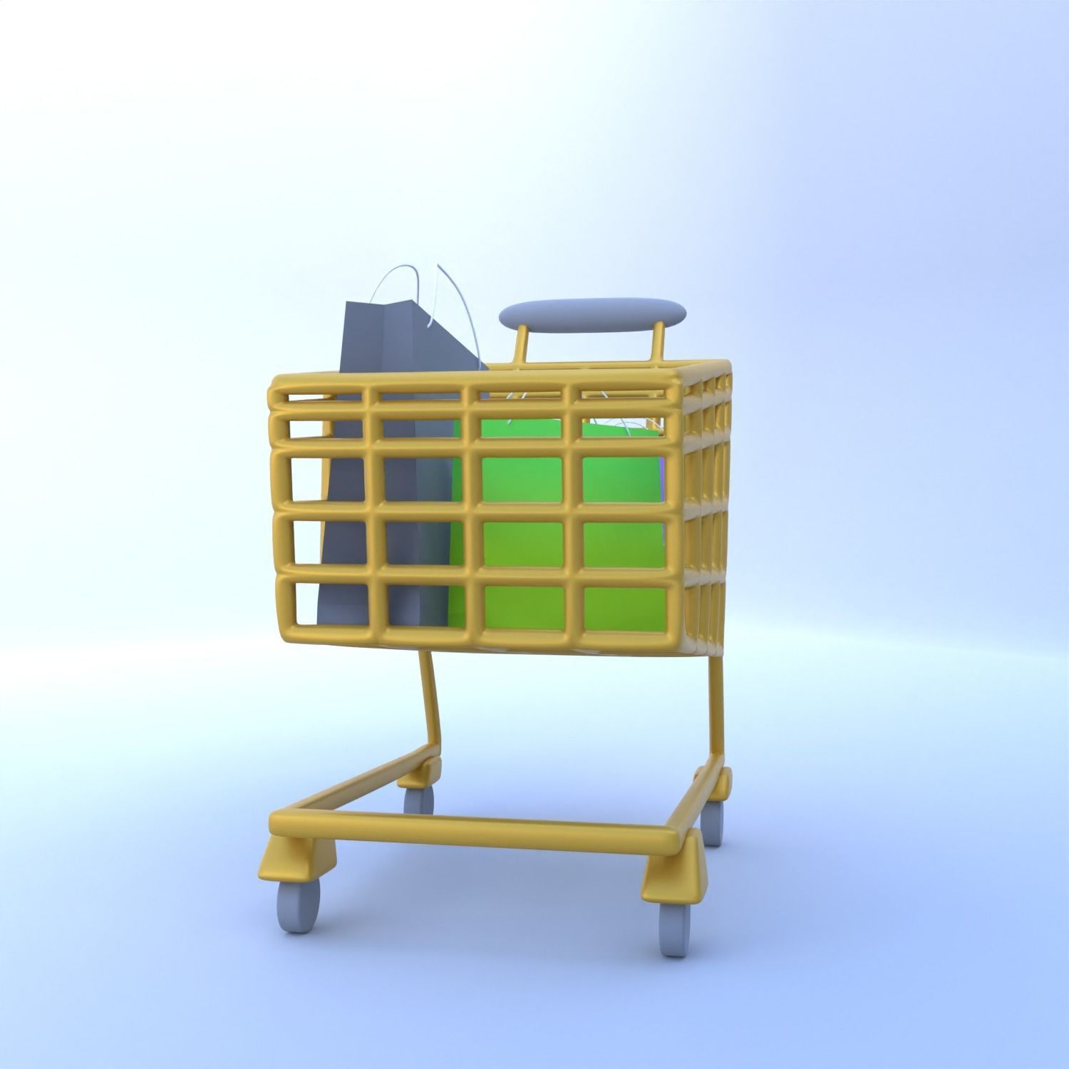 Shopping Cart 3D Icon VR AR low-poly 3d model game ready 3D model_10