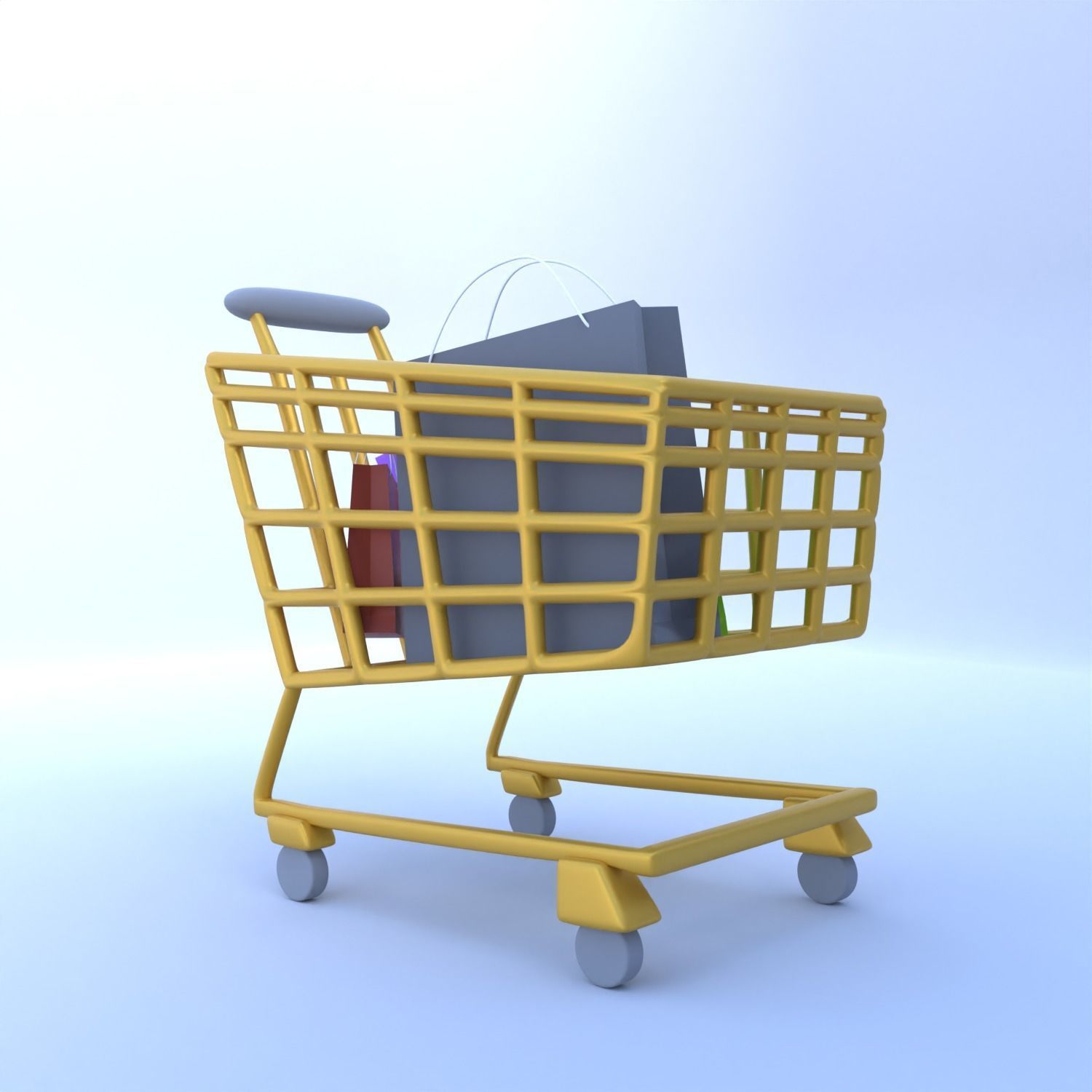 Shopping Cart 3D Icon VR AR low-poly 3d model game ready 3D model_9