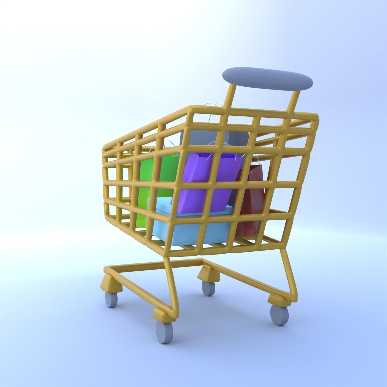 Shopping Cart 3D Icon VR AR low-poly 3d model game ready 3D model_5