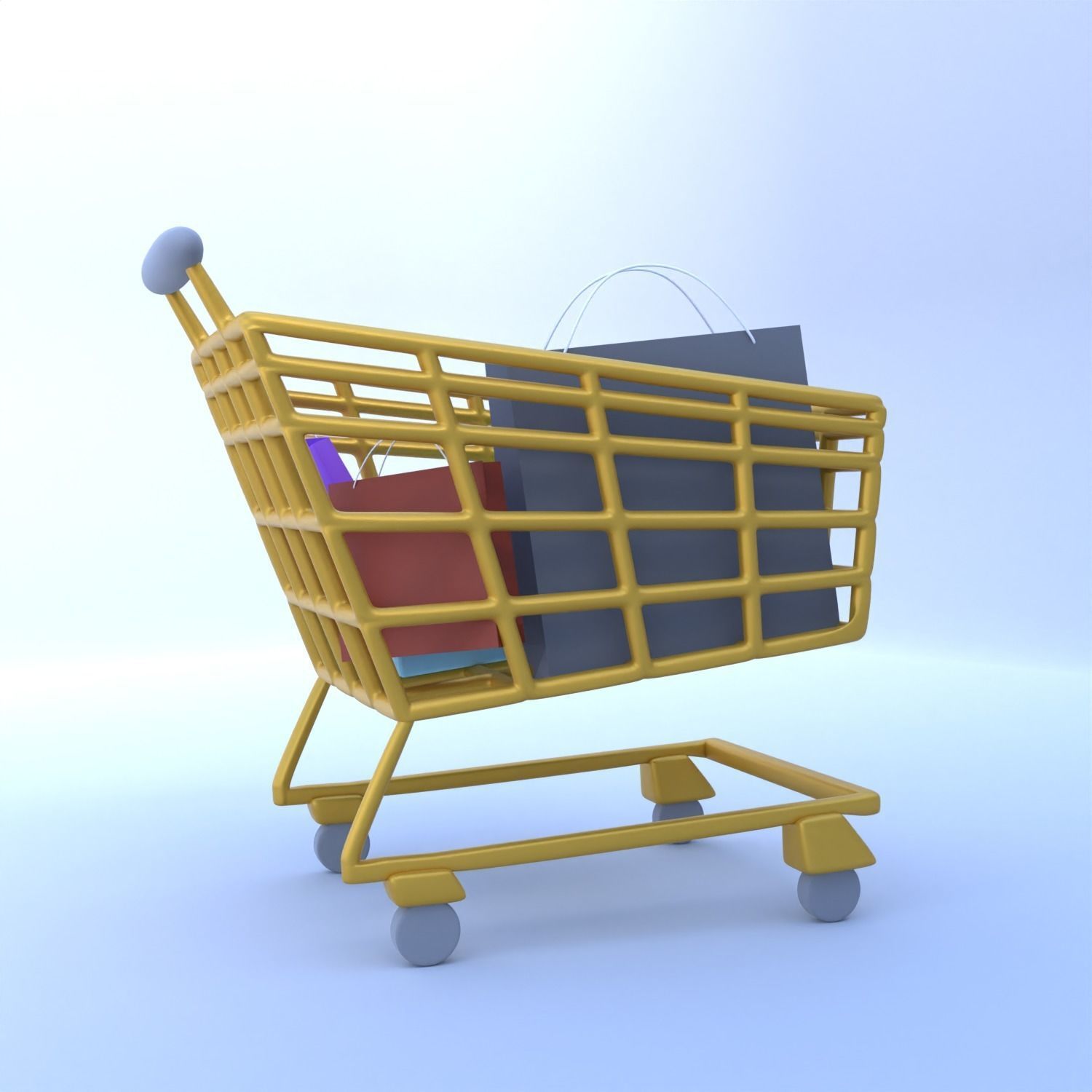 Shopping Cart 3D Icon VR AR low-poly 3d model game ready 3D model_8