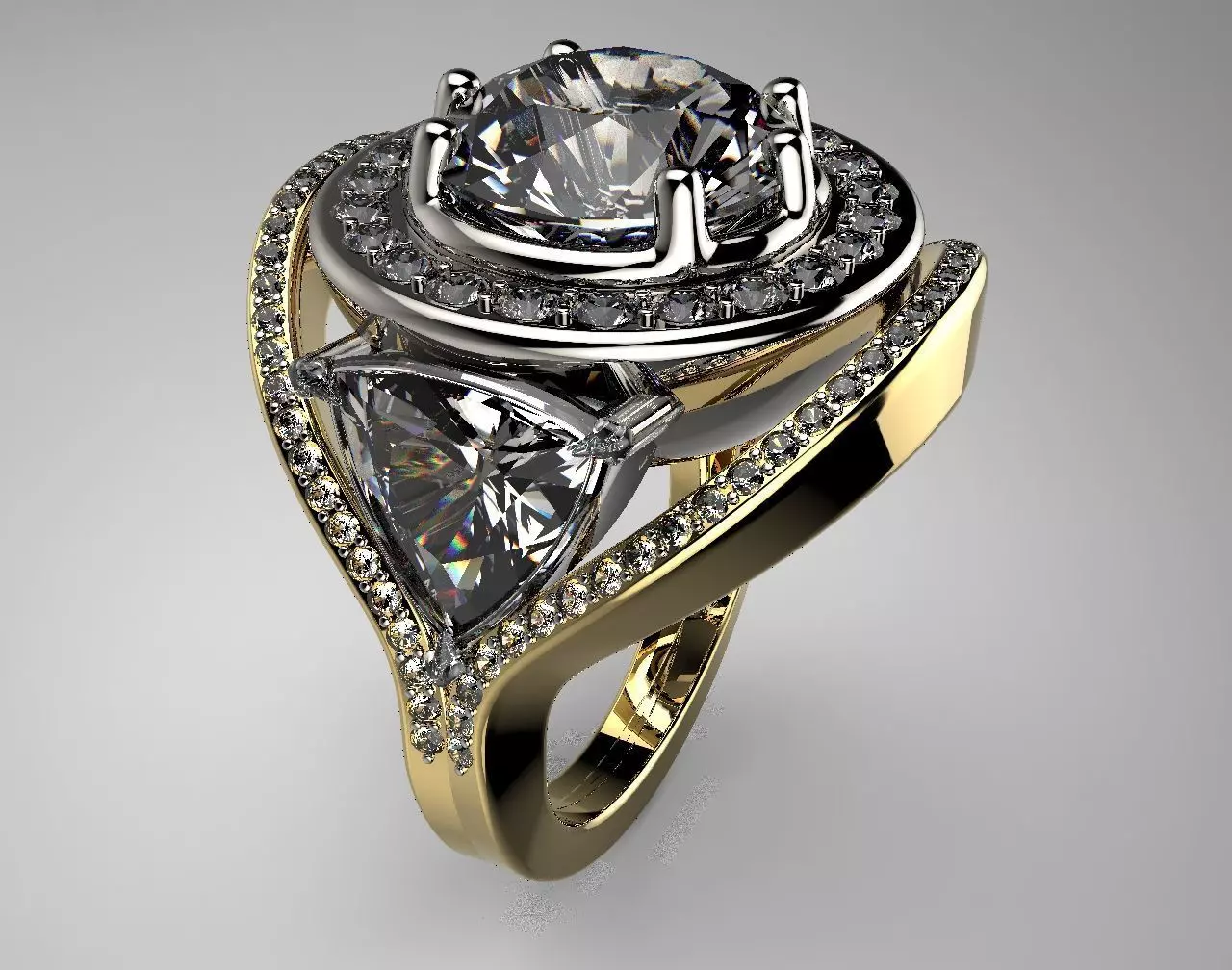 Classic Big Stone Ring 3D print model