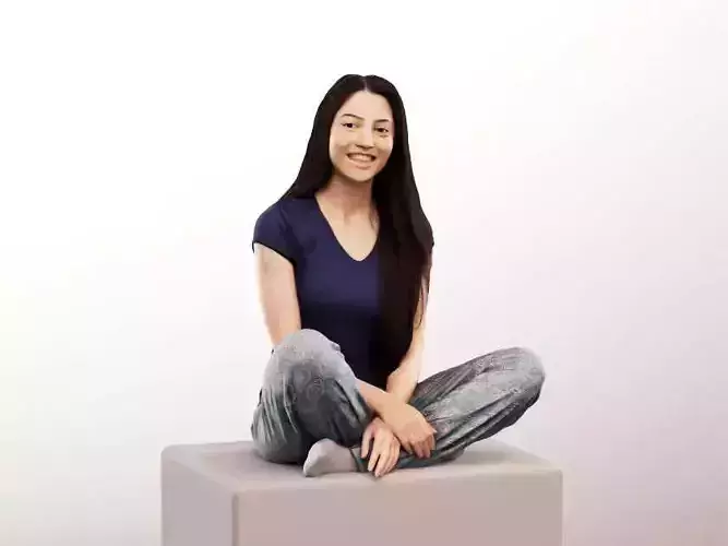 Yade 12937 - Young Woman Sitting In Pyjama