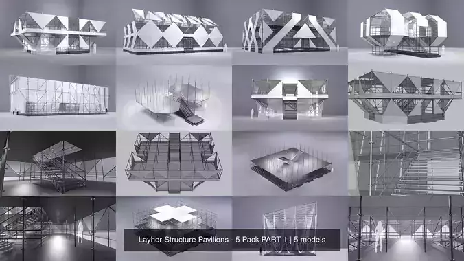 Layher Structure Pavilions - 5 Pack PART 1 3D Model Collection