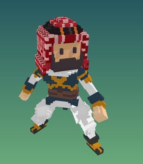PIXEL Arabic Man  Low-poly 3D model_3