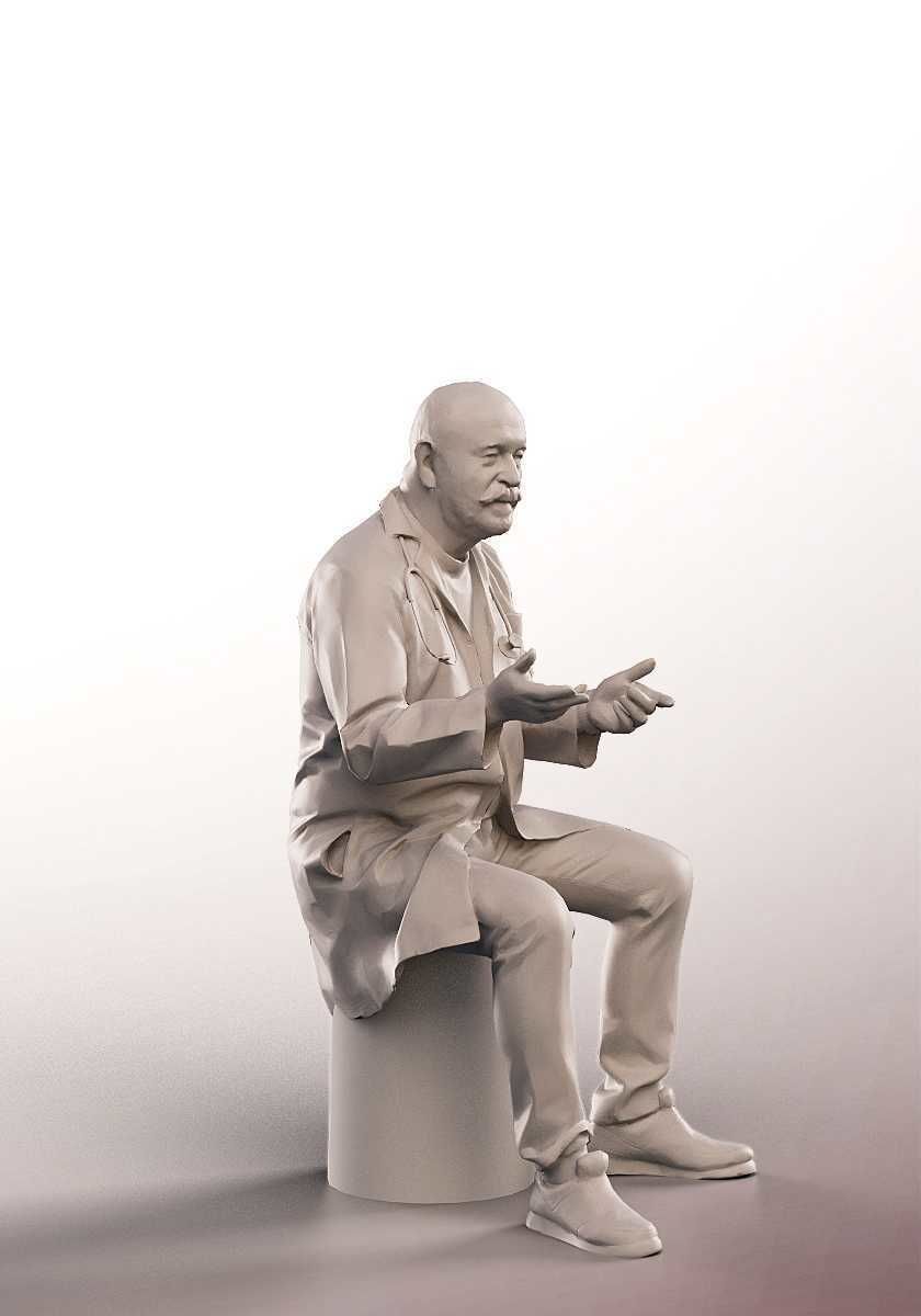 Eddie 12910 - Sitting Older Doctor Talking Low-poly 3D model_4