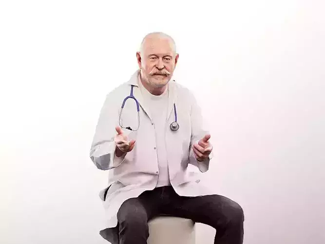 Eddie 12910 - Sitting Older Doctor Talking Low-poly 3D model