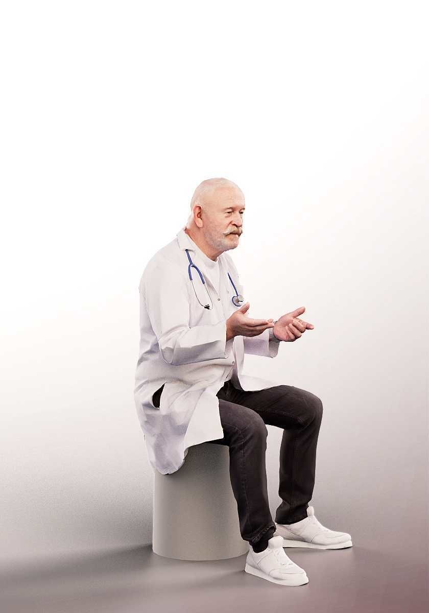 Eddie 12910 - Sitting Older Doctor Talking Low-poly 3D model_2