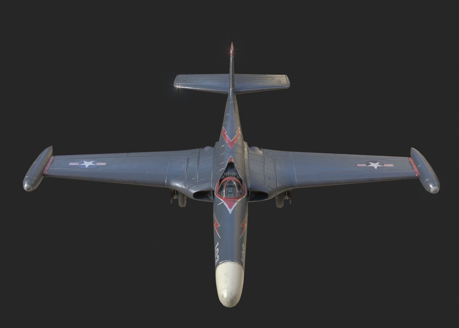 US Navy F2H Banshee fighter Korean War Low-poly 3D model_7