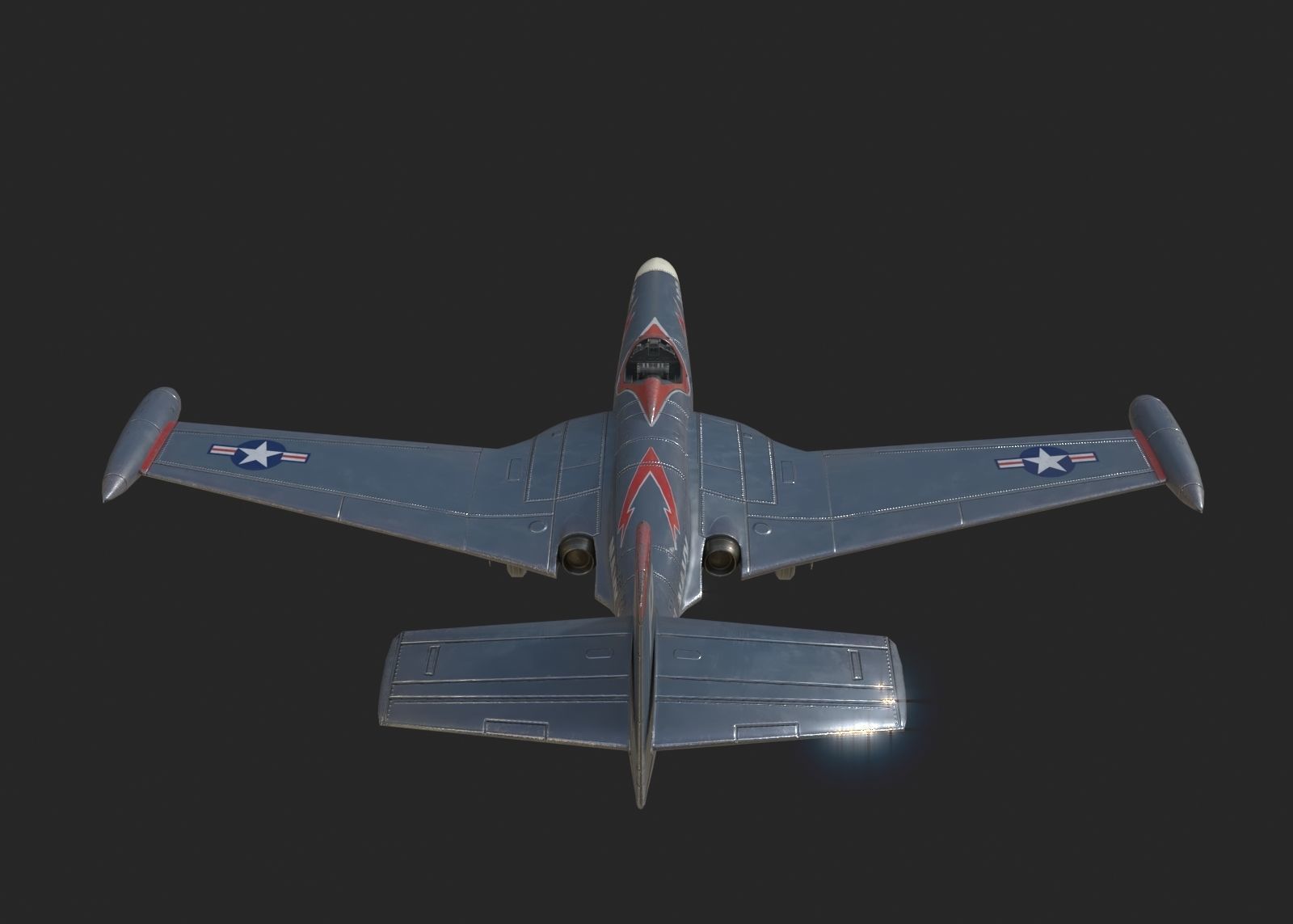US Navy F2H Banshee fighter Korean War Low-poly 3D model_8
