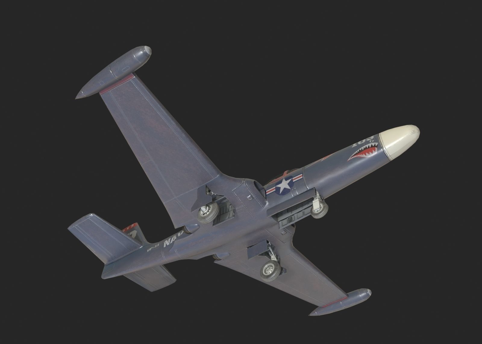 US Navy F2H Banshee fighter Korean War Low-poly 3D model_4