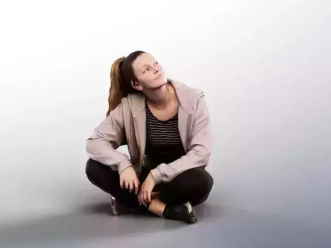 Maria 12893 - Sitting Casual Young  Woman Looking Up