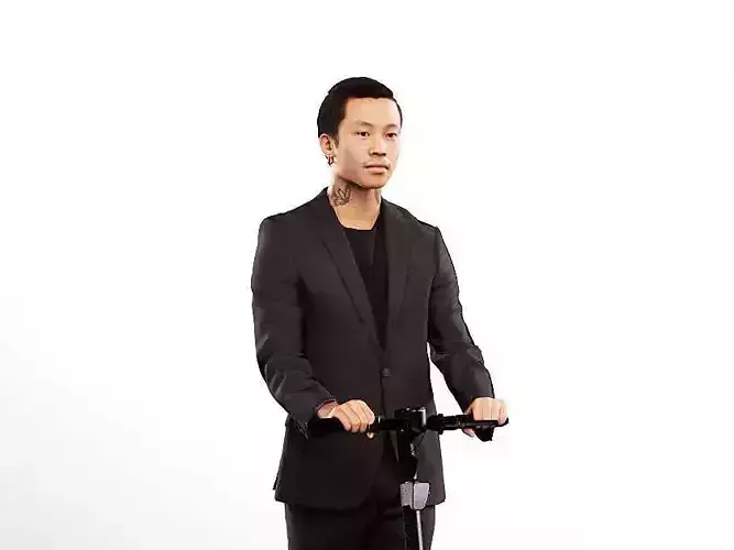 Henrik 12559 - Asian Man Riding Escooter