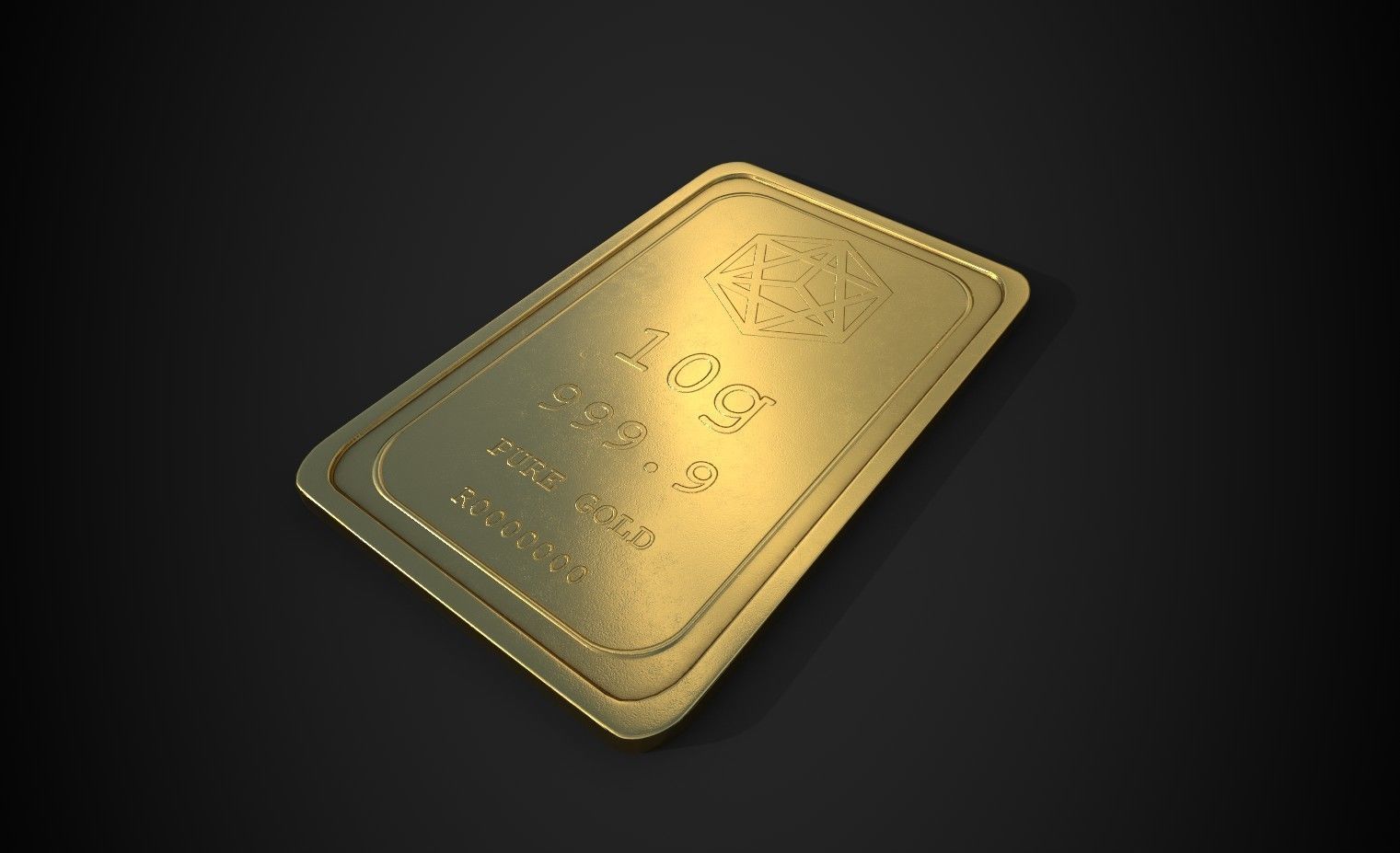 Gold Bar 10g Low-poly 3D model_3
